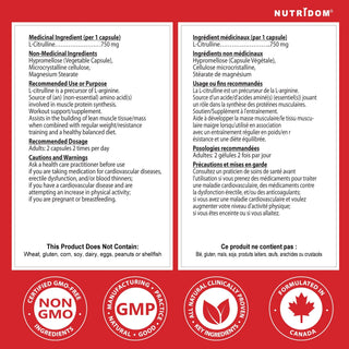 Made in Canada L Citrulline Supplement Nutridom