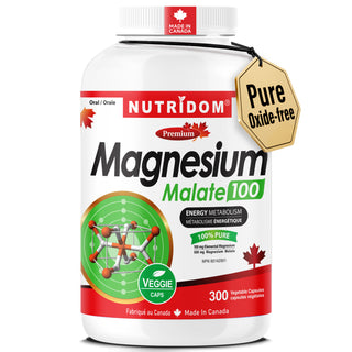 Magnesium Malate 100mg Elemental | Muscle and Bone Support | 300 Capsules