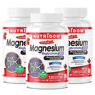 Magnesium Bisglycinate 200mg | Chelated | 120 Vcaps | 3-Pack