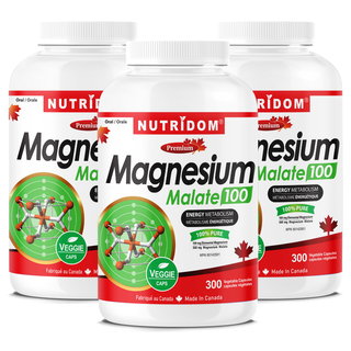 Magnesium Malate 100mg | Energy, Muscle and Bone Support | 450 Vcaps - 3 Pack