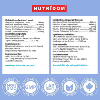 Magnesium citrate electrolyte powder supplement facts label