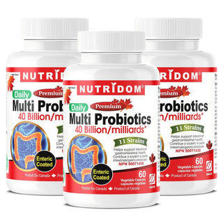 Multi Probiotics 40 Billion CFU | 11 Strains | Gut Flora Support | 60 Vcaps | 3-Pack