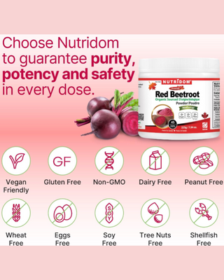 Nutridom Organic Beet Root Powder | 5,000mg per Scoop | 225g (45 Servings)
