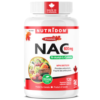 Nutrydom NAC 600 mg supplement bottle on a white background