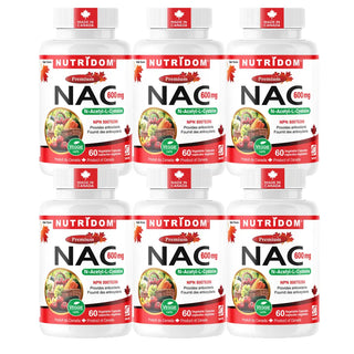NAC 600mg | N-Acetyl-L-Cysteine | Antioxidant | 60 Vcaps | 6 Pack