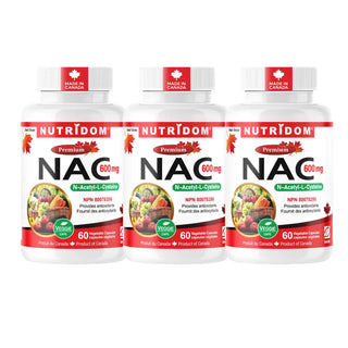 NAC 600mg | N-Acetyl-L-Cysteine | Glutathione Precursor | 60 Vcaps | 3 Pack