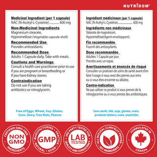 NAC 600 mg | N-Acétyl-L-Cystéine | Précurseur de Glutathion