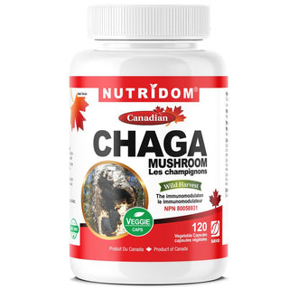 Nutridom加拿大Chaga Mushrrom 360mg（120粒胶囊），增强免疫系统，减少炎症，支持消化健康，提升皮肤健康，提供抗氧化保护。