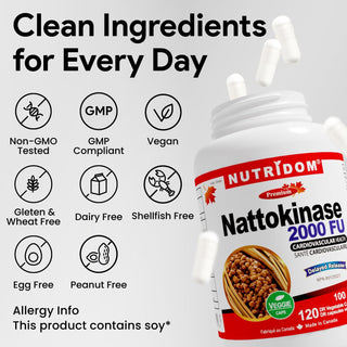 Nattokinase enzyme dietary supplement 2000 FU capsules
