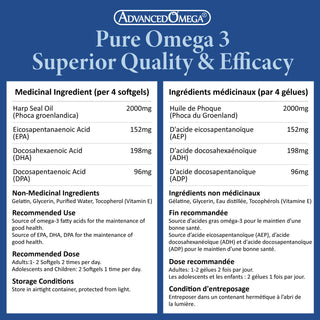 Advanced Omega NewFoundland Harp Seal Omega-3 | 500 mg | DPA, DHA, EPA | 120 Softgels