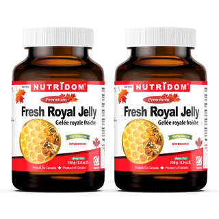 뉴트리돔 프레시 로얄 젤리 250g (8.8oz) | 100% 생 &amp; 천연 | 북미산 벌통에서 공급 | 캐나다산