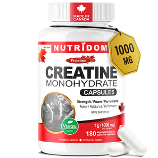 Nutridom Creatine Monohydrate 1000 mg | Pure Formula | 180 VCaps