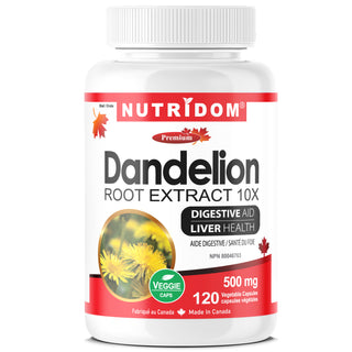 Nutridom Dandelion Root 500mg (5,000mg QCE) | Liver Detox & Gut Health | 120 Vcaps