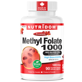 Nutridom Methyl Folate 1000 mg | Active L-5-MTHF | 90 Vcaps