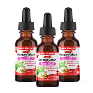 Nutridom Oregano with MCT Oil, 80% Carvacrol, Liquid Drops, 1fl oz (30 ml) - 3 PACK