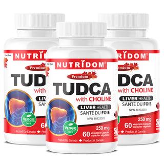 Nutridom Tudca with Choline | Purified Conjugated Bile Salt | 60 Vcaps - 3 Pack