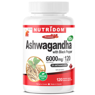 Ashwagandha 10x with Black Pepper | 6,000 mg Root Equivalent | 5% Withanolides