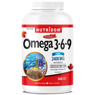 Omega 3·6·9 2400mg | Fish, Borage & Flaxseed Oil | EPA, DHA, GLA, ALA | 300 Softgels