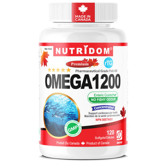 Nutridom Omega 1200 fish oil IFOS 5 star rTG formula 120 capsules