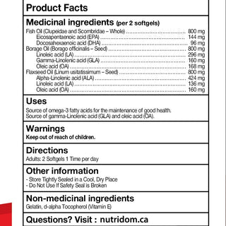 Omega 3·6·9 2400mg | Fish, Borage & Flaxseed Oil | EPA, DHA, GLA, ALA | 300 Softgels