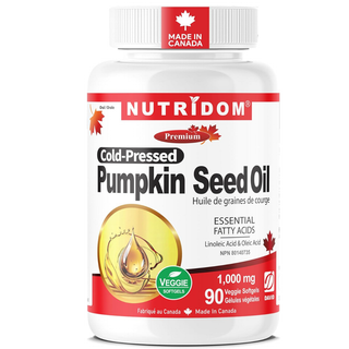 Nutridom Pumpkin Seed Oil 1000 mg Cold Pressed 90 Veggie Softgels Bottle