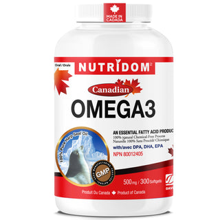 Nutridom Omega-3 | 500 mg Canadian Harp Seal Oil | Natural DPA | 300 Softgels