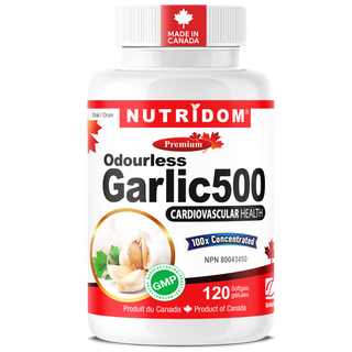 Nutridom Odourless Garlic 500 | Heart & Immune Support | 120 Soft gels