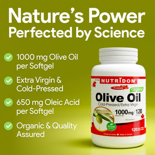 Olive Oil Supplement with 650 mg Oleic Acid per Veggie Softgel