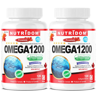 Omega 1200 Fish Oil | IFOS 5-Star | rTG Formula | 120 Capsules | 2 Pack
