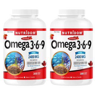 Omega 3·6·9 2400mg | Fish, Borage & Flaxseed Oil | 300 Softgels 2 Pack
