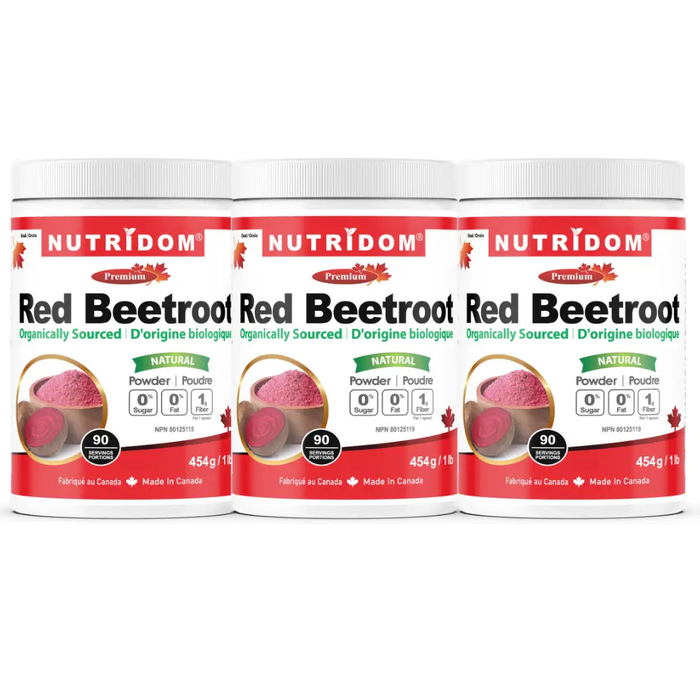 Organic Beet Root Powder 3 Pack | 5000mg per Scoop | 3 lbs Total – Nutridom