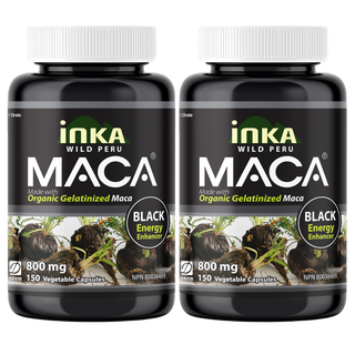 Organic Black Maca 800mg | Gelatinized | Lepidium meyenii | 2 Pack | InkaMaca
