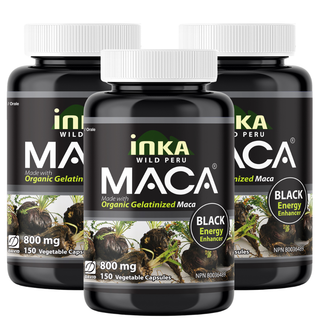 Organic Black Maca 800mg | Gelatinized | Lepidium meyenii | 3 Pack