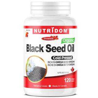 Organic Black Seed Oil Cold-Pressed Nigella sativa 120 Softgels