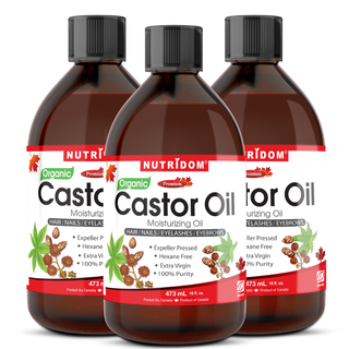 Organic Castor Oil 3-Pack | 100% Pure | Hexane-Free | Cold Pressed | 3 × 473ml