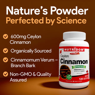 Organic Ceylon cinnamon 600 mg supplement capsules