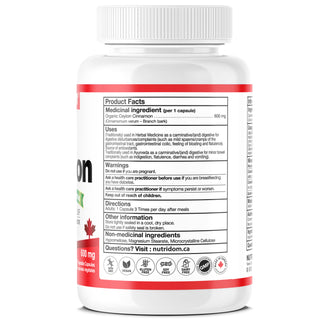 Organic_Ceylon_cinnamon_supplement_facts_label_600_mg