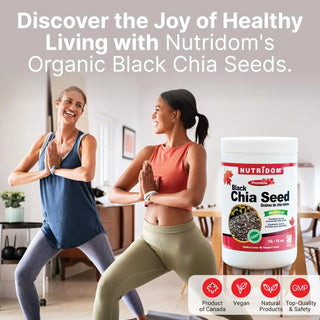 Organic black chia seeds plant based vegan superfood