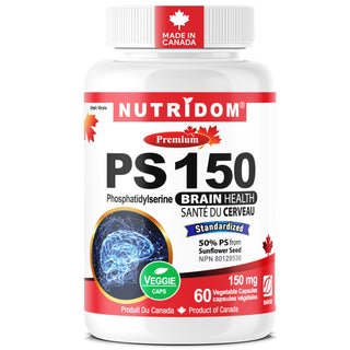 Nutridom PS 150 supplement bottle on a white background