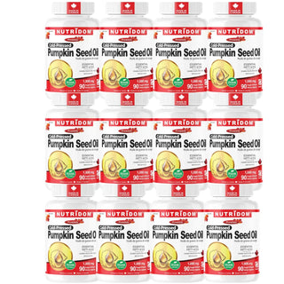 Pumpkin Seed Oil 1000mg | Cold Pressed | Omega-6 & Oleic Acid | 90 Veggie Softgels | 12 Pack