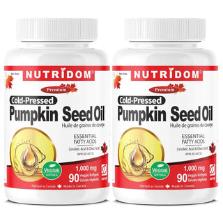 Pumpkin Seed Oil 1000mg | Cold Pressed | Omega-6 & Oleic Acid | 90 Veggie Softgels | 2 Pack
