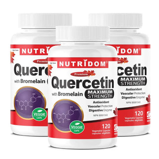 Quercetin 600 mg + Bromelain 100 mg | Enzyme Support - 3 Pack Nutridom