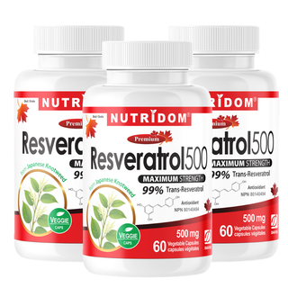 Resveratrol 500mg | 99% Trans-Resveratrol | Japanese Knotweed | 60 Vcaps | 3 Pack
