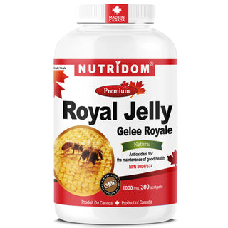 Royal jelly 1000 mg antioxidant supplement 300 softgels made in Canada
