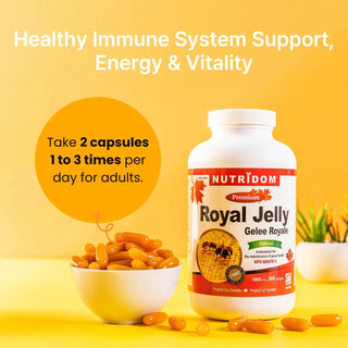 Royal jelly 1000 mg supplement bottle 300 softgels