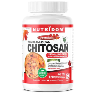Nutridom North-American Chitosan 500mg, 95% Acetylated Chitin (120 Capsules)