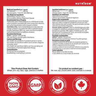 Nutridom Saw Palmetto 4000 mg QCE | Maximum Strength | 120 Vcaps