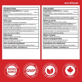 Milk Thistle 600mg | Silybum marianum | Standardized to 80% Silymarin | Liver Support | 120 Vegan Capsules