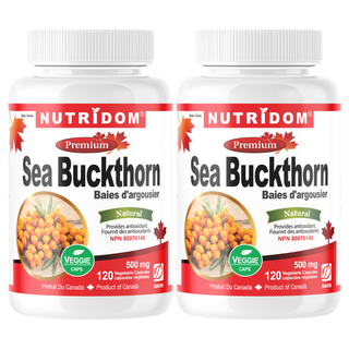 Sea Buckthorn 500mg | 2 Pack | 240 Vegan Capsules | 60 Day Supply | Hippophae rhamnoides