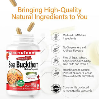 Sea buckthorn 500 mg omega 7 supplement capsules